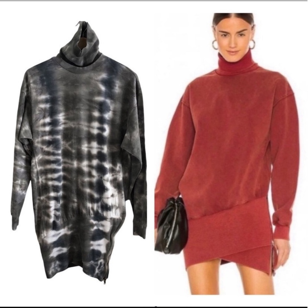 NWT Young Fabulous & Broke Asymmetrical Turtleneck Zipper Hem Tie Dye Dress - S
